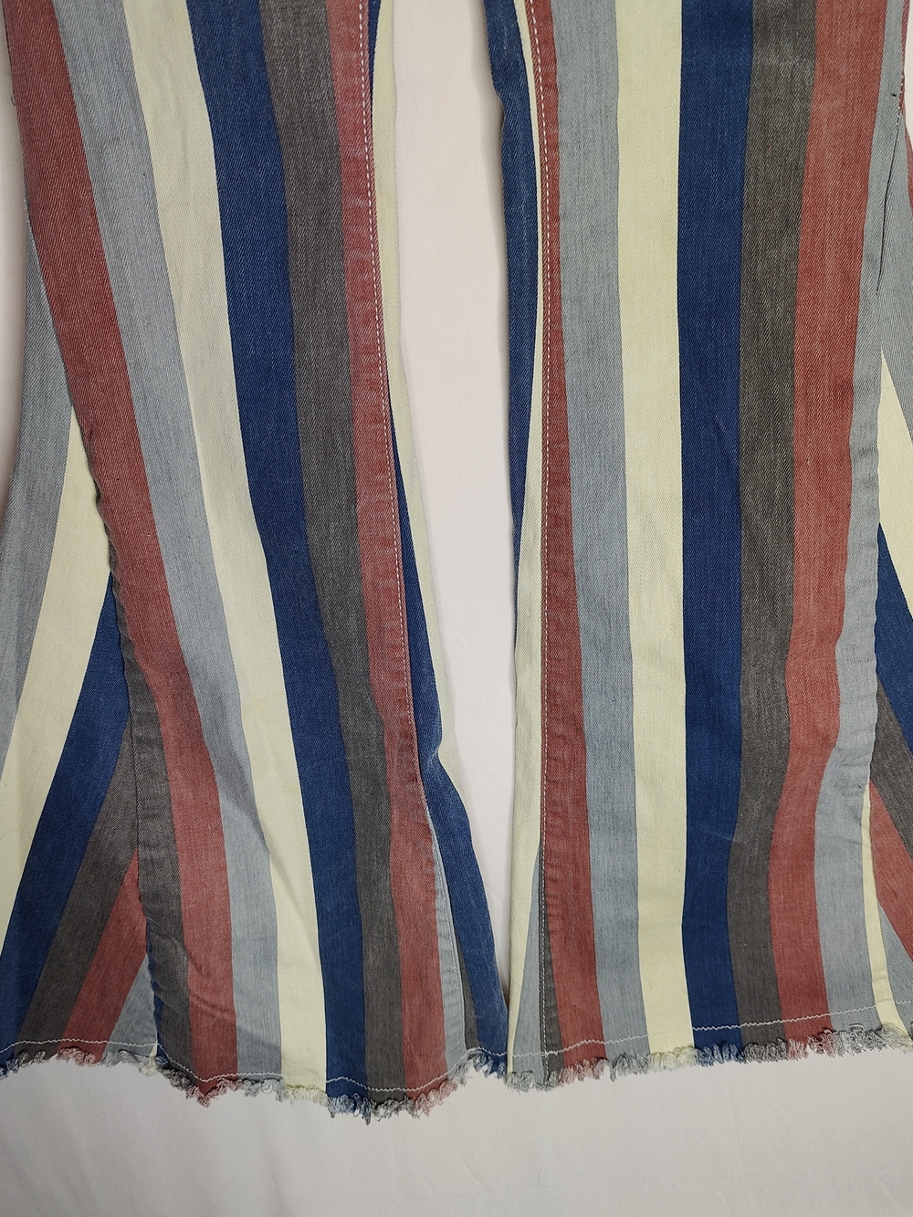 Altar'd State Blue, Cream & Gray Striped Flare Jeans - Picture 4 of 12